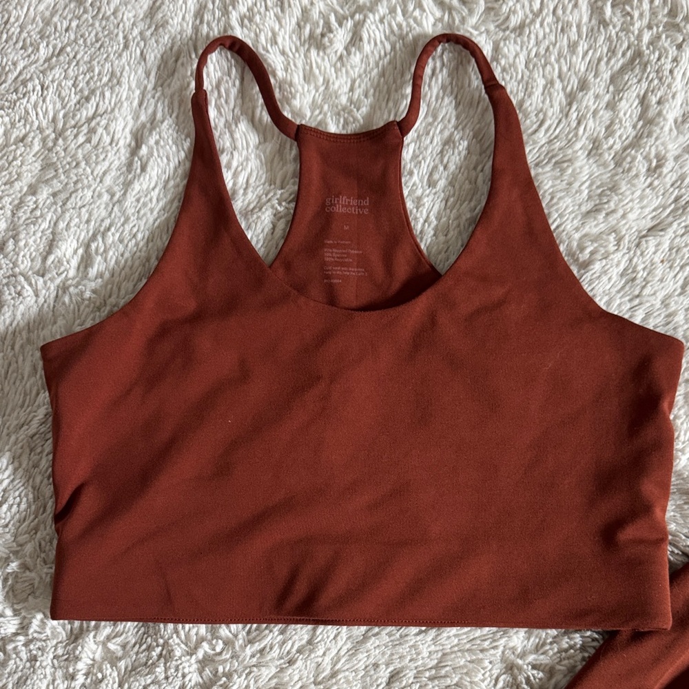 Girlfriend Collective Rust orange workout set - Picture 2 of 7